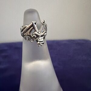 Solid EDCO Dragon Silver Tone Sz 6.5 Ring